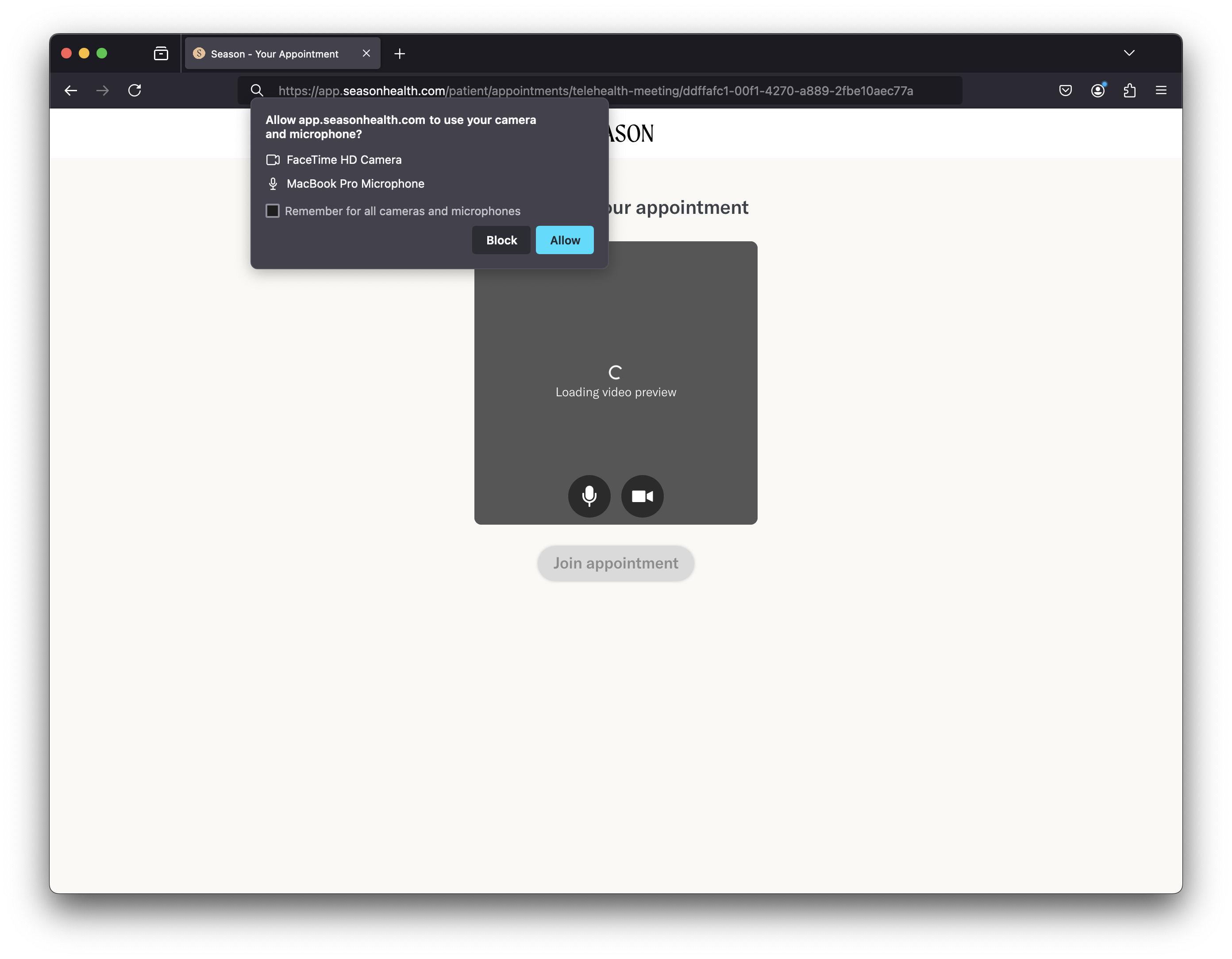 Camera and microphone permission: Firefox – Season